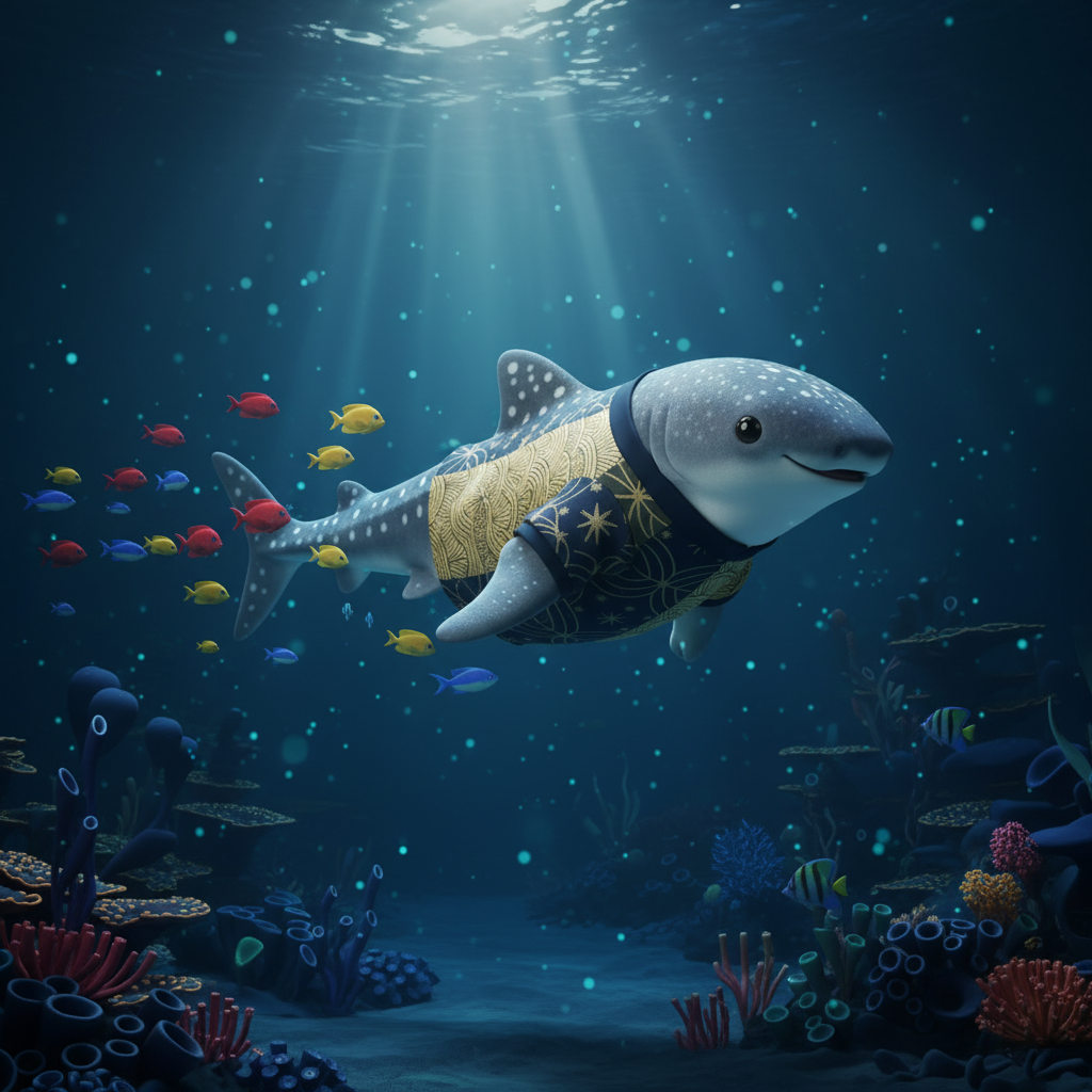 Whale Shark Swimming in Deep Sea